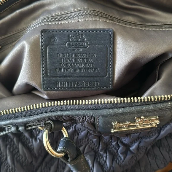 Coach Madison Blue 70th Anniversary Satchel Shoulder Bag Chevron Ltd Ed 18637 - Picture 3 of 3